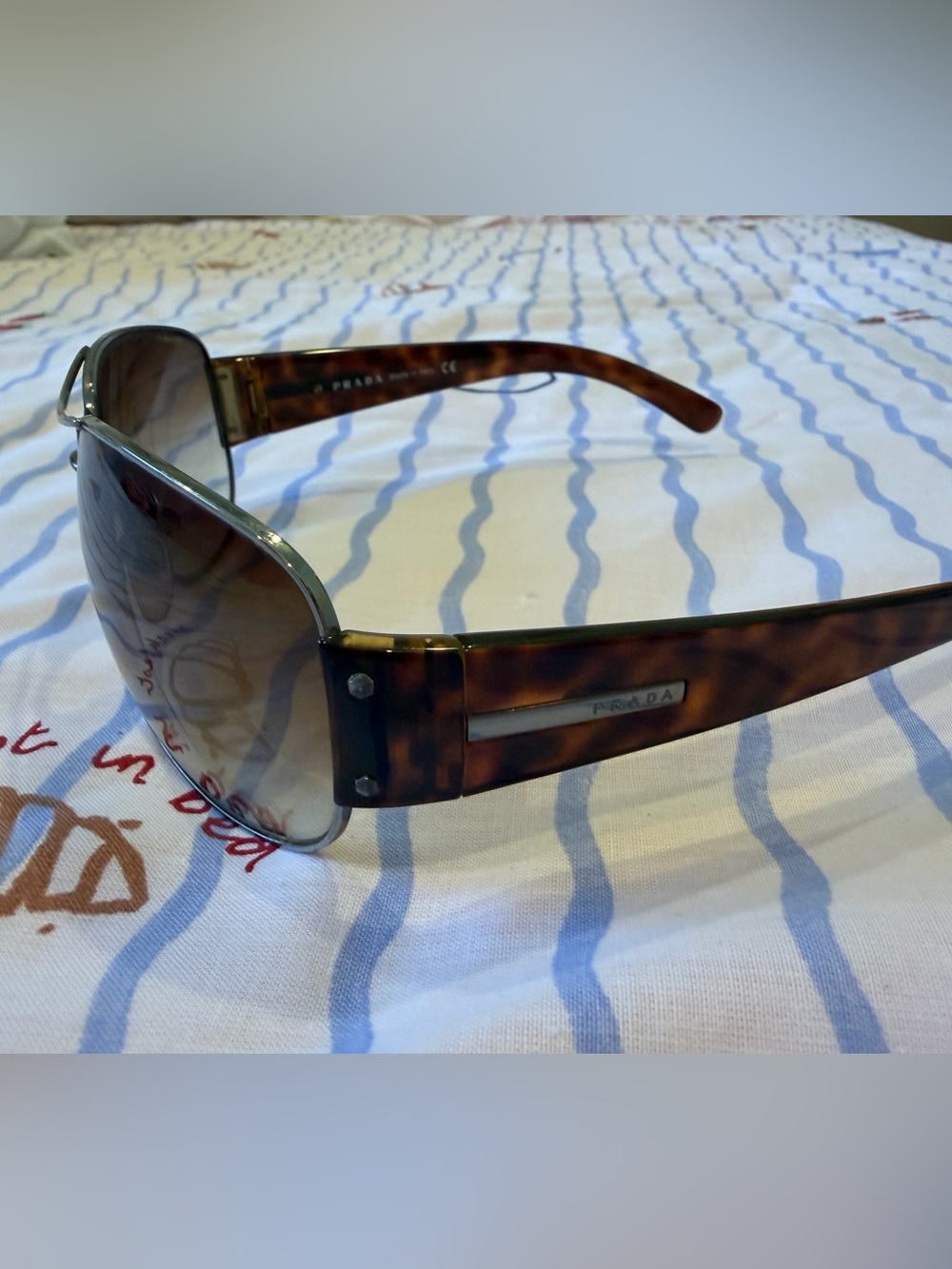 Authentic Prada Tortoise Shell Aviator Sunglasses 🕶️🇮🇹 - Picture 3 of 11